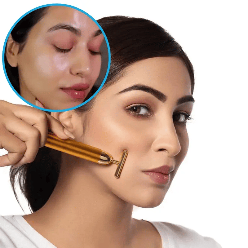 ✨ 24K Gold Energy Beauty Bar ⚡ Electric Facial Massage Roller | Skin Lifting & Glow Wand 💆‍♀️