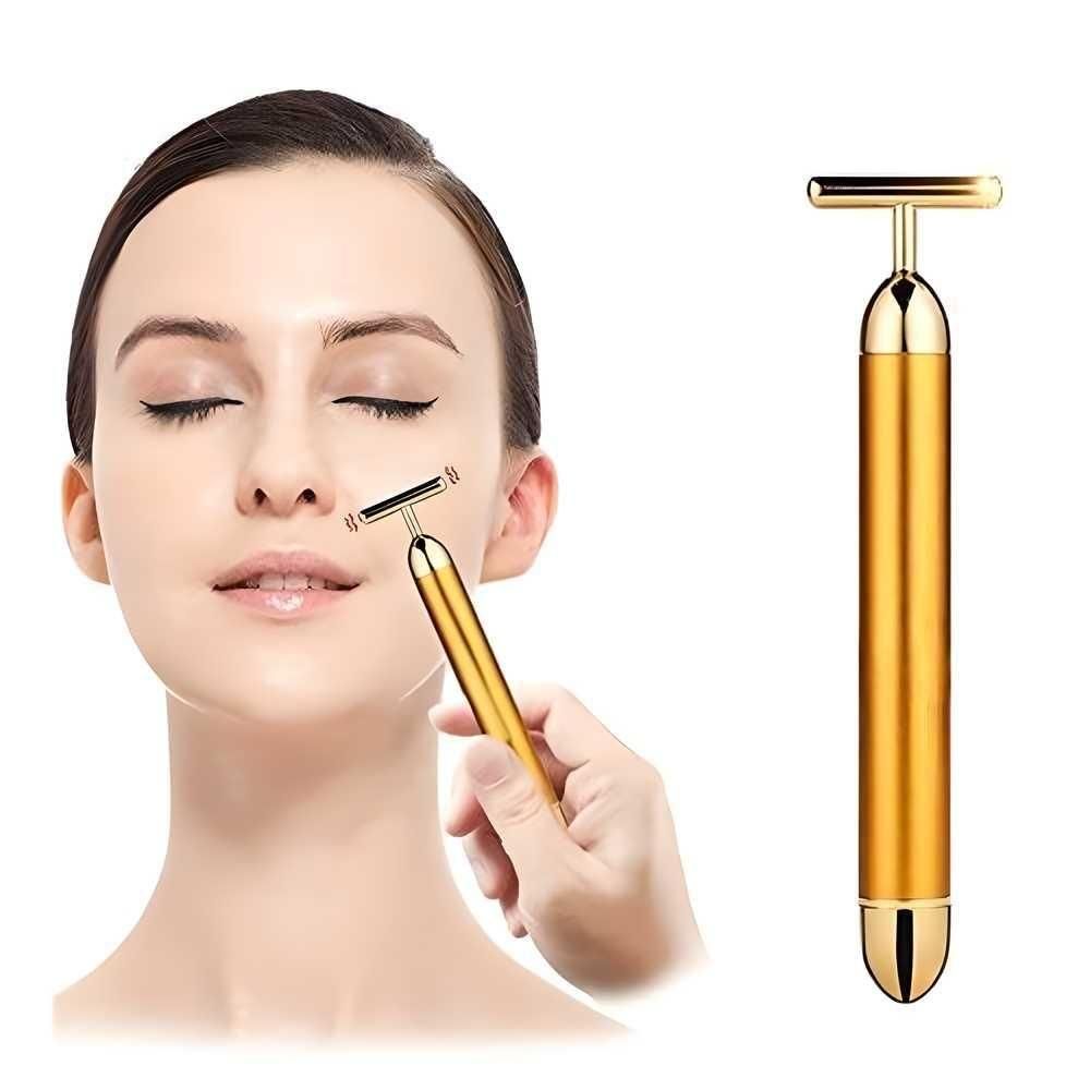 ✨ 24K Gold Energy Beauty Bar ⚡ Electric Facial Massage Roller | Skin Lifting & Glow Wand 💆‍♀️